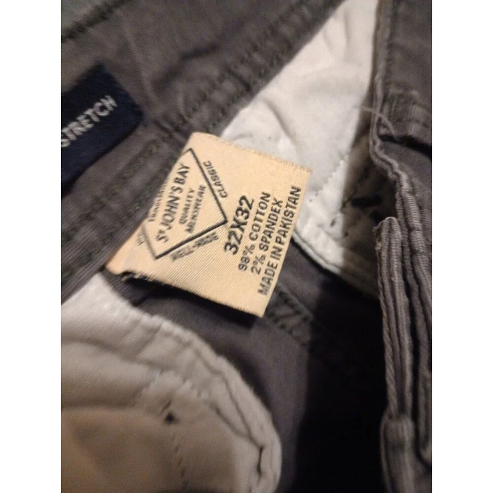 St Johns Bay Comfort Stretch Cargo Pants Size 32 X 32 Gray